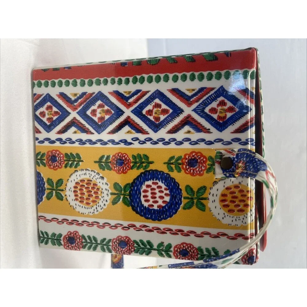 Vintage Boho Large Diaper Bag Patterned Box Retro Multicolor Crossbody Groovy